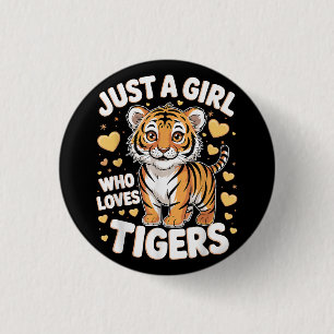 Niedliches Tigertier nur ein Mädchen, das Tiger Li Button