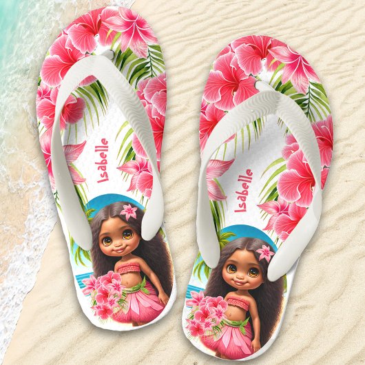 Niedliches Tiki Girl Summer Tropical Name Girl's Kinderbadesandalen