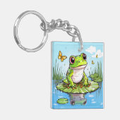 Niedliches Toad auf Lily Pad Schlüsselanhänger (Vorderseite links)