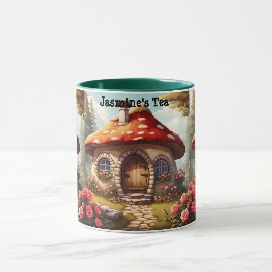 Niedliches toadstooles Feenhaus mit bearbeitbarem Tasse (Zentrum)