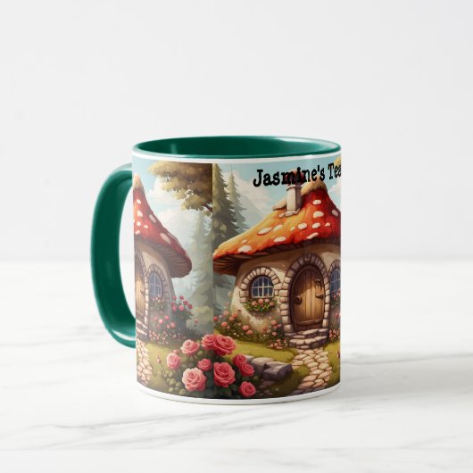Niedliches toadstooles Feenhaus mit bearbeitbarem  Tasse (Vorderseite Links)
