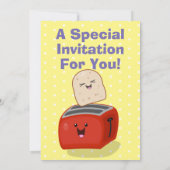 Niedliches Toaster Frühstück Cartoon Geburtstag Einladung (Rückseite)