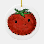 Niedliches Tomatensornament Keramik Ornament (Hinten)