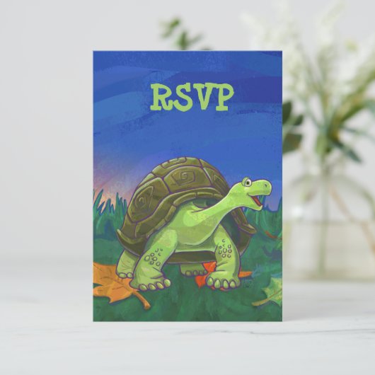 Niedliches Tortoise Party UAWG RSVP Karte (Stehend Vorderseite)