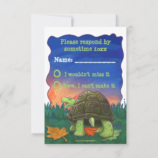 Niedliches Tortoise Party UAWG RSVP Karte (Rückseite)