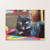 Niedliches Tortoiseshell Cat Kitten Portrait Puzzle (Horizontal)