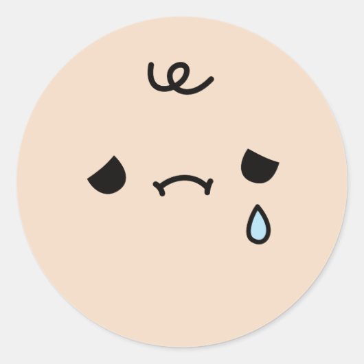 Niedliches, trauriges Gesicht mit Tränendach Runder Aufkleber (Vorderseite)