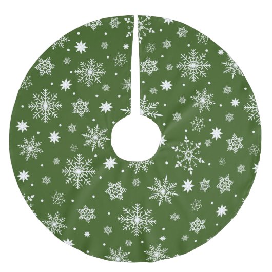Niedliches Trending Snowflakes Muster Polyester Weihnachtsbaumdecke (Vorderseite)