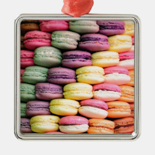 Niedliches trendy bunt französisches Macaron Cooki Silbernes Ornament
