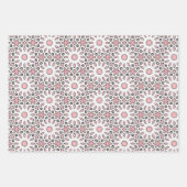 Niedliches trendy geometrisches rosa, weißes und g geschenkpapier set (Vorderseite)