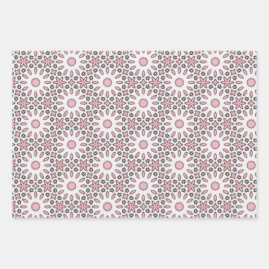 Niedliches trendy geometrisches rosa, weißes und g geschenkpapier set (Vorderseite)