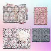 Niedliches trendy geometrisches rosa, weißes und g geschenkpapier set