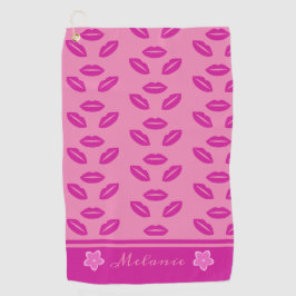 Niedliches trendy Girly Pink Lips Muster Personali Golfhandtuch