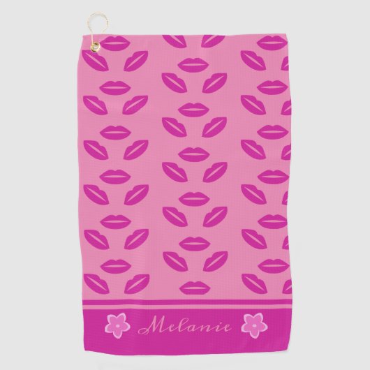 Niedliches trendy Girly Pink Lips Muster Personali Golfhandtuch (Vorderseite)