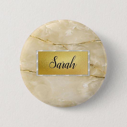 Niedliches trendy Gold-Marmor Button (Vorderseite)