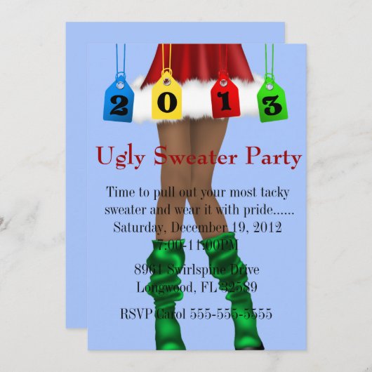 Niedliches Trendy Holiday/Christmas Ugly Sweater P Einladung (Vorne/Hinten)