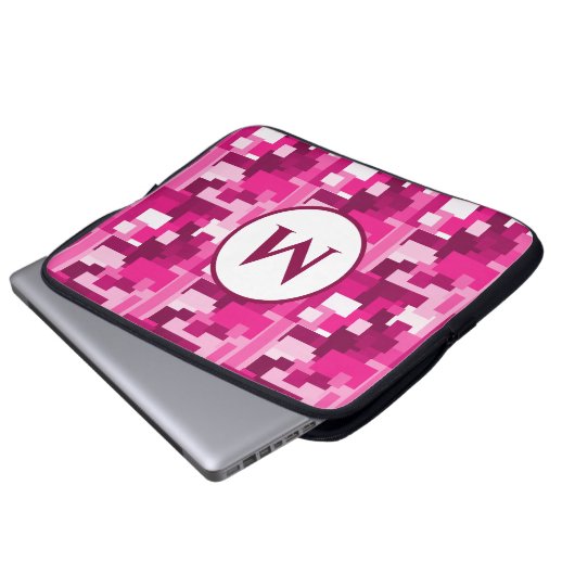 Niedliches trendy Hot Pink Digital Camouflage Must Laptopschutzhülle (Vorne Knopf)