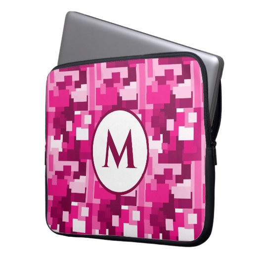 Niedliches trendy Hot Pink Digital Camouflage Must Laptopschutzhülle (Vorderseite Links)