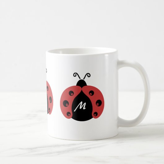 Niedliches trendy ladybug Monogramm Kaffeetasse (Rechts)