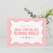 Niedliches trendy Pink Personalisiert Flower Girl Karte (Stehend Vorderseite)