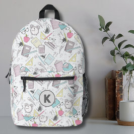 Niedliches trendy Teacher School Muster Monogram Bedruckter Rucksack