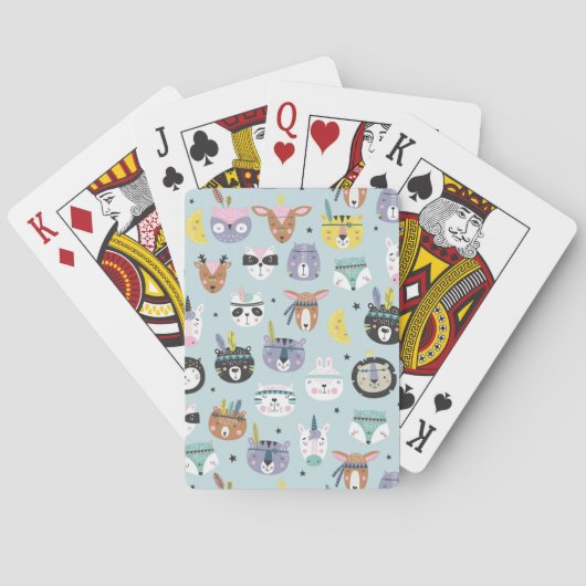 Niedliches Tribal-Gesichtsmuster Spielkarten (Rückseite)