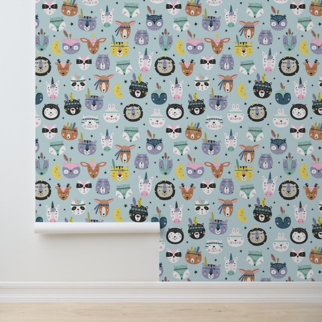 Niedliches Tribal-Gesichtsmuster Tapete (Anwendung)