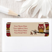 Niedliches Tribal Muster Owl Branch Moon Blätter E (Insitu)