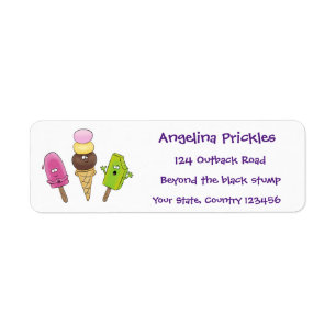 Niedliches Trio aus Cartoon-Eis
