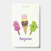 Niedliches Trio aus Cartoon-Eis Ausweis (Rückseite)