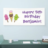 Niedliches Trio aus Cartoon-Eis Banner (Messe)