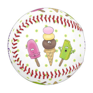 Niedliches Trio aus Cartoon-Eis Baseball