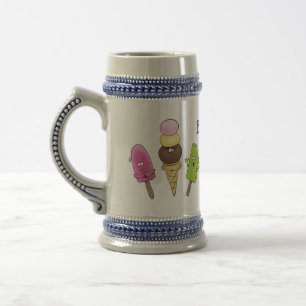 Niedliches Trio aus Cartoon-Eis Bierglas