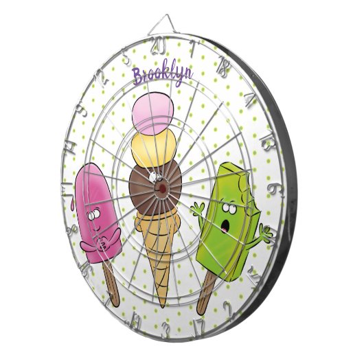 Niedliches Trio aus Cartoon-Eis Dartscheibe (Vorderseite rechts)