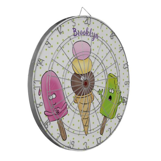 Niedliches Trio aus Cartoon-Eis Dartscheibe (Vorderseite Links)