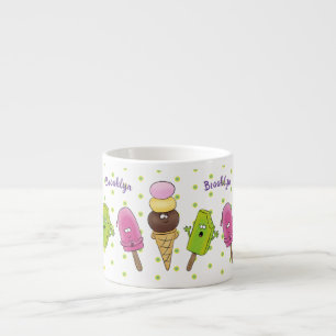 Niedliches Trio aus Cartoon-Eis Espressotasse