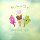 Niedliches Trio aus Cartoon-Eis Fensteraufkleber (Blatt 3)