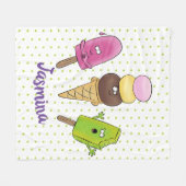 Niedliches Trio aus Cartoon-Eis Fleecedecke (Vorderseite (Horizontal))