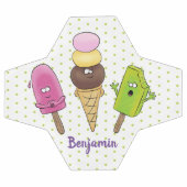 Niedliches Trio aus Cartoon-Eis Fußball (Flach)