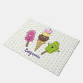 Niedliches Trio aus Cartoon-Eis Fußmatte (Schrägansicht)