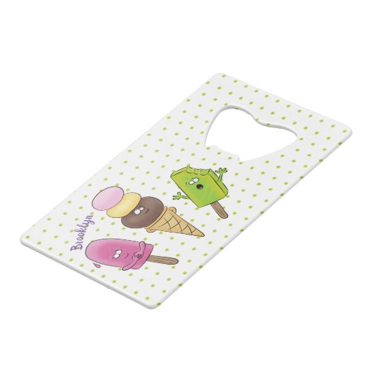 Niedliches Trio aus Cartoon-Eis Geldbeutel Flaschenöffner (Rückseite Schrägansicht)