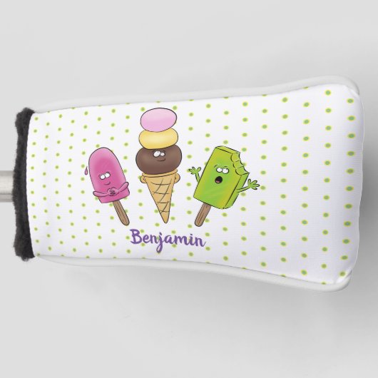 Niedliches Trio aus Cartoon-Eis Golf Headcover (Vorderseite)