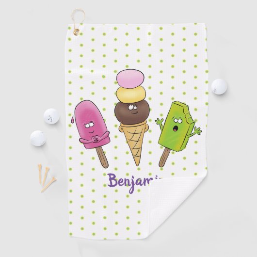 Niedliches Trio aus Cartoon-Eis Golfhandtuch (Insitu)