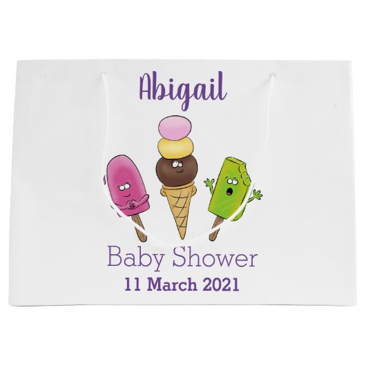 Niedliches Trio aus Cartoon-Eis Große Geschenktüte (Vorderseite)