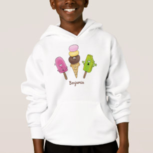 Niedliches Trio aus Cartoon-Eis Hoodie