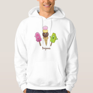 Niedliches Trio aus Cartoon-Eis Hoodie
