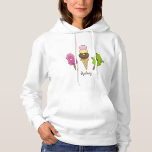 Niedliches Trio aus Cartoon-Eis Hoodie