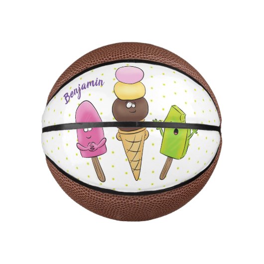 Niedliches Trio aus Cartoon-Eis Mini Basketball (Vorderseite)