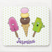 Niedliches Trio aus Cartoon-Eis Mousepad (Vorne)