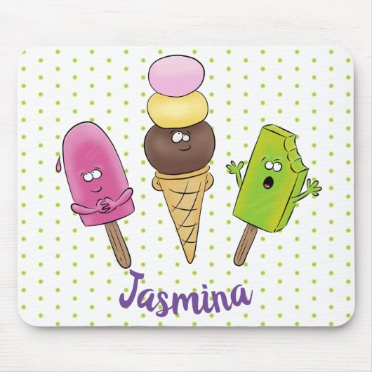 Niedliches Trio aus Cartoon-Eis Mousepad (Vorne)